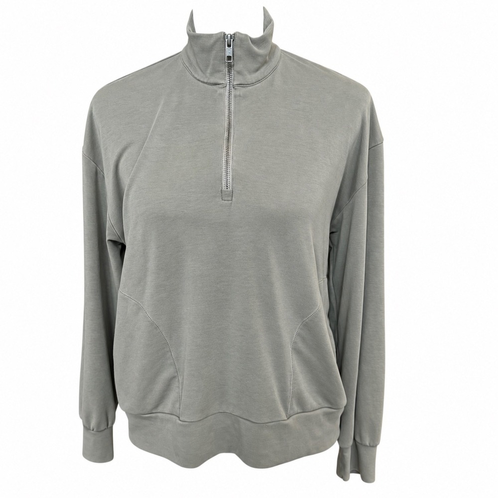 MATE the Label Quarter Zip Women's Medium Sage Green Mockneck Pockets Gorpcore